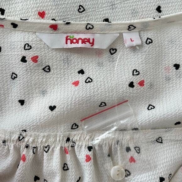 HONEY | Women's Long Sleeve Charming Valentine Hearts Print Shirt | Size Large - Picture 5 of 5